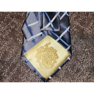 Donald J. Trump Signature Collection Tie 100% Silk Gray and Blue Striped